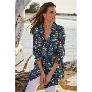 Soft Surroundings sail away sailboat print button up top petite large